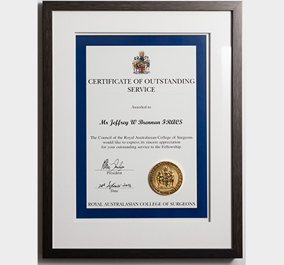 Certificate Of Outstanding Service | Dr Jeffery Brennan